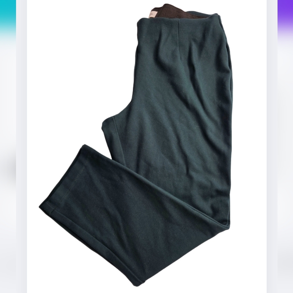 Calvin Klein Size 12 Pine Green Pull-On Ponte Pants Office Holiday Cd-2174